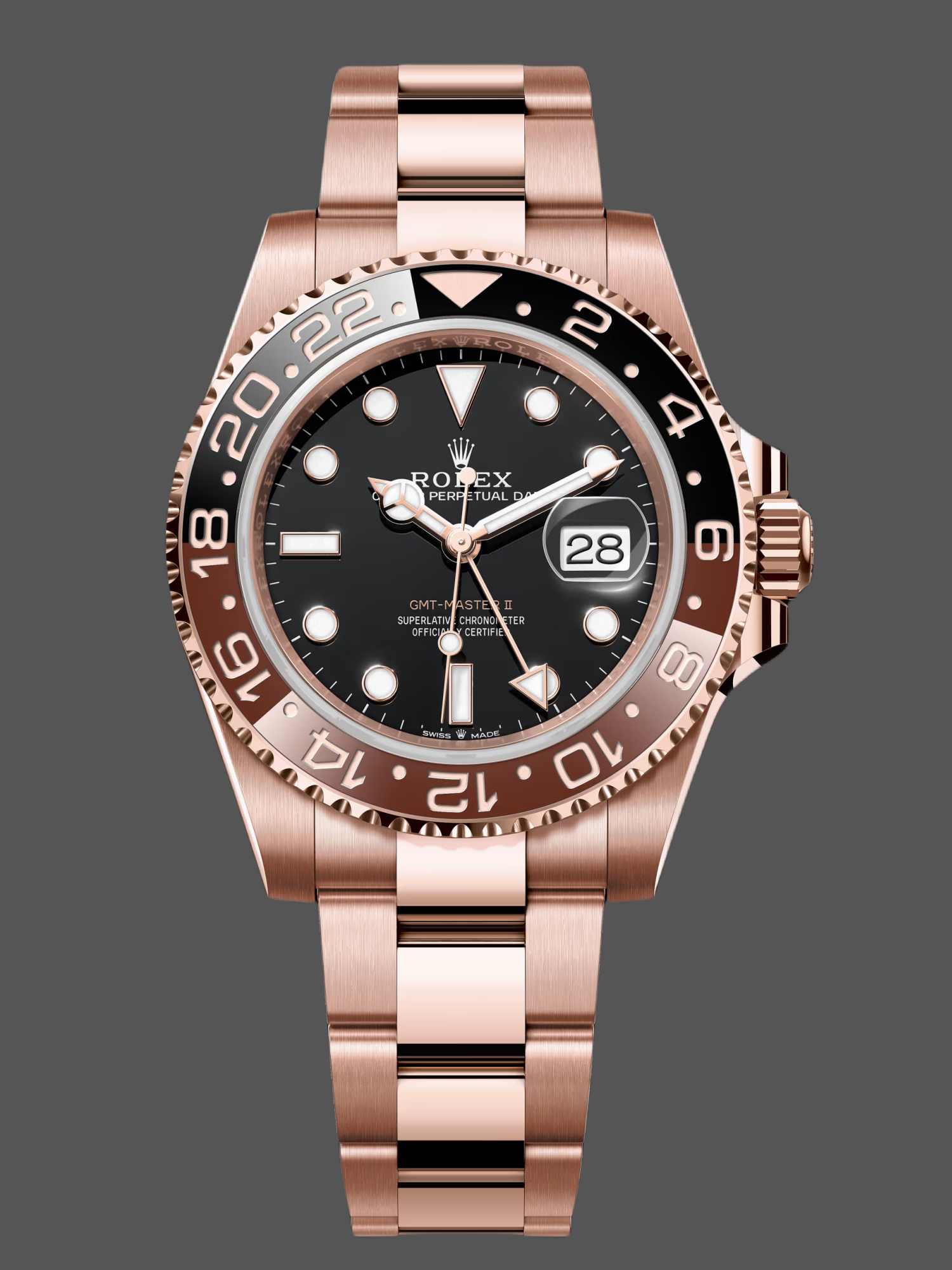 C353C2BA-BD97-D22A-EE92-21B2B91895B1 Rolex GMT-Master II 126715CHNR Black Dial Everose case 40MM Mens Replica Watch - Image 1