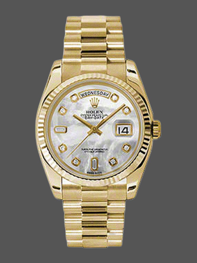 C4D805E2-0082-9AF8-9BBD-55431EE8B677 Rolex Day-Date 118238 Mother of Pearl White Dial 36mm Unisex Replica Watch - Image 1