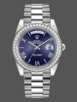 Rolex Day-Date 228349RBR Blue Roman Dial Diamond Bezel 40mm Mens Replica Watch