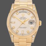 Rolex Day-Date 118338 Yellow gold Silver dial 36mm Unisex Replica Watch