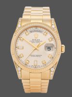 Rolex Day-Date 118338 Yellow gold Silver dial 36mm Unisex Replica Watch