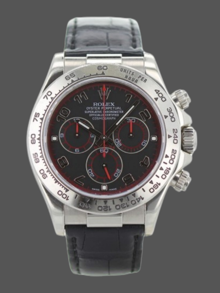 C5E14D44-9E7A-FC83-92C1-D8E812200D8A Rolex Daytona 116519 Black Racing Dial Leather strap 40mm Mens Replica Watch - Image 1