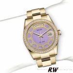 Rolex Day Date 118348 Lavender Jade Carousel Dial Yellow Gold 36mm Unisex Replica Watch - Image 3