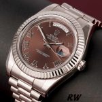 Rolex Day-Date 218239 Chocolate Brown Roman Numerals Dial White Gold 41MM Mens Replica Watch - Image 3