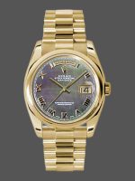 Rolex Day-Date 118238 Dark Mother Of Pearl Dial Yellow Gold 36mm Unisex Replica Watch