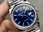 Rolex Day Date 36 36mm Bright Blue Diamond-Set Dial Fluted Bezel Presi m128236 0023 - Image 4