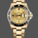 Rolex Submariner 40 18k Champagne Diamond Dial Black Bezel 16613T Gold Watch