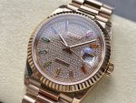 Rolex Day Date 36 Diamond Paved Dial Fluted Bezel 18K Everose gold 128235 0039 President Watch - Image 6