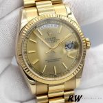 Rolex Day-Date 118238 Yellow Gold Fluted Bezel Champagne Dial 36mm Unisex Replica Watch - Image 2
