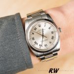 Rolex Oyster Perpetual Air-King 114234 Silver Roman Diamond Dial 41mm Replica Watch - Image 4