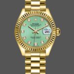 Rolex Datejust 279178 Mint Green Diamond Dial Fluted Bezel 28mm Lady Replica Watch