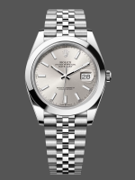 Rolex Datejust 41mm m126300 0004 Silver Stick DIal  Oystersteel Case Domed Bezel
