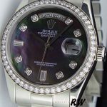 Rolex Day Date 118346 Black MOP Dial Platinum 36mm Unisex Replica Watch - Image 2