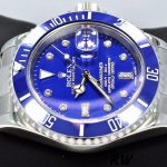 Rolex Submariner 16610 Stainless Steel Blue Bezel Diamond Dial 40mm Mens Replica Watch - Image 4