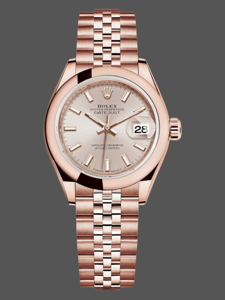 CCB78921-CE7E-800D-A9C2-45FD476D7158 Rolex Datejust 279165 Sundust Index Dial Domed Bezel 28mm Lady Replica Watch - Image 1