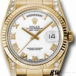 Rolex Day-Date 118338 White Roman Dial 36mm Unisex Replica Watch - Image 2