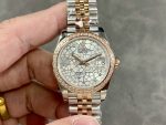 Rolex Datejust 31 Rose Gold Silver Floral Motif Diamond Dial Diamond Bezel m278381rbr 0032 - Image 3