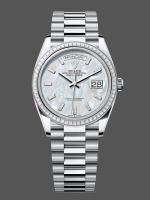 Rolex Day Date 36 MOP Dial Diamond Bezel Platinum m128396tbr 0022