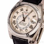 Rolex Sky-Dweller 326139 Ivory Roman Dial Leather Strap 42MM Mens Replica Watch - Image 2