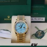 Rolex Day-Date 128238 Fluted Bezel Turquoise Diamond Dial 36MM Unisex Replica Watch - Image 16