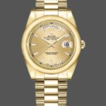 Rolex Day-Date 118208 Yellow Gold Champagne Dial 36mm Unisex Replica Watch