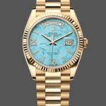 Rolex Day-Date 128238 Fluted Bezel Turquoise Diamond Dial 36MM Unisex Replica Watch