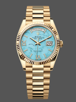 Rolex Day-Date 128238 Fluted Bezel Turquoise Diamond Dial 36MM Unisex Replica Watch