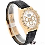 Rolex Daytona 116518 Black Leather Strap White Dial 40mm Mens Replica Watch - Image 2