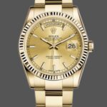 Rolex Day-Date 118238 Yellow Gold Fluted Bezel Champagne Dial 36mm Unisex Replica Watch