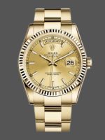 Rolex Day-Date 118238 Yellow Gold Fluted Bezel Champagne Dial 36mm Unisex Replica Watch