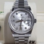 Rolex Day-Date 118239 Silver Diamond Dial 36mm Unisex Replica Watch - Image 2