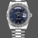 Rolex Day-Date 218239 Wave Blue Dial White Gold 41MM Mens Replica Watch