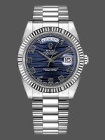 Rolex Day-Date 218239 Wave Blue Dial White Gold 41MM Mens Replica Watch