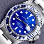 Rolex Submariner Date 116610LN Custom Diamond Stainless Steel Blue Dial 40MM Mens Replica Watch - Image 4