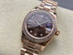 Rolex Datejust 28mm Everose Gold 279135RBR 0001 Chocolate 17 Diamond President Lady - Image 5