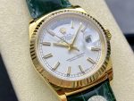 Rolex Day Date 36 White Dial 118135 0123 Green Leather Watch - Image 4
