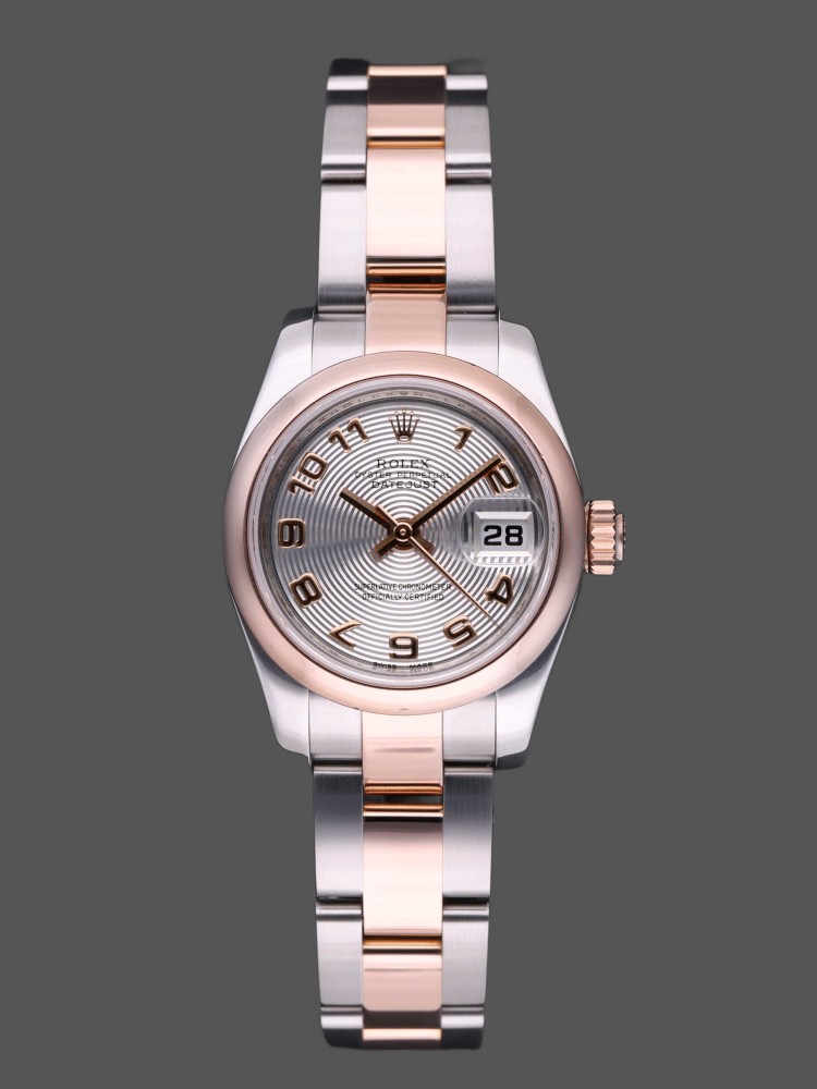 D3F467D4-545C-253D-94A1-16F203071CB6 Rolex Datejust 179161 Stainless Steel and Everose Gold Concentric Circle Silver Dial 26MM Lady Replica Watch - Image 1