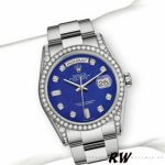 Rolex Day-Date 118389 Diamond Bezel Blue Dial 36MM Unisex Replica Watch - Image 3