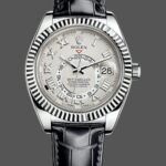 Rolex Sky-Dweller 326139 Ivory Roman Dial Leather Strap 42MM Mens Replica Watch