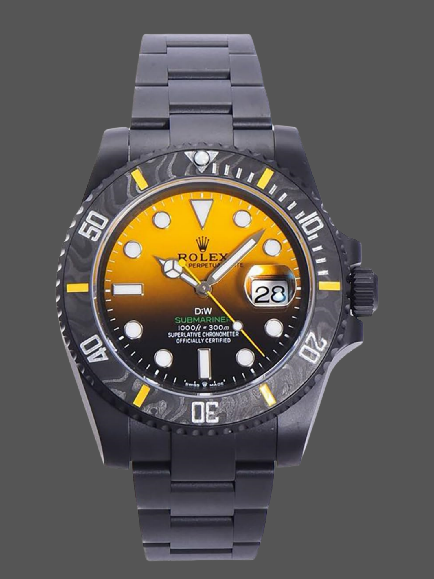 D46C9616-8D1D-FC9F-1452-C190FEDEA8C6 Rolex Submariner 116610 PVD-DLC Stainless Steel Carbon Fiber Bezel Yellow & Black Dial - Image 1