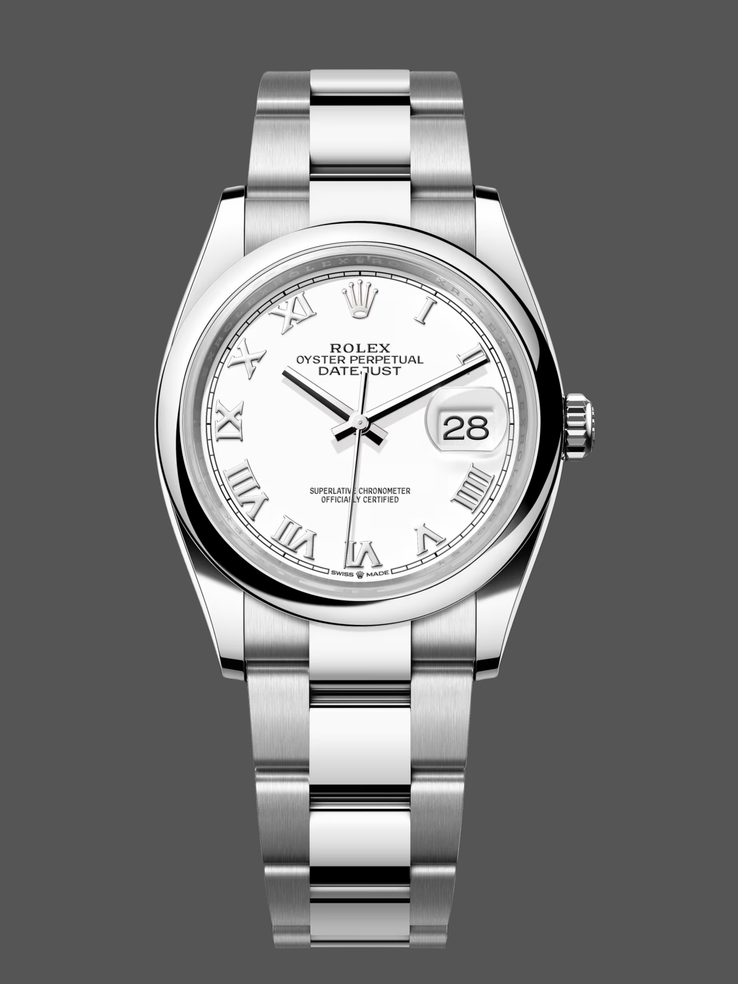 D4D9E322-FA5B-4804-14E0-E9C66356F273 Rolex Datejust m126200 0008 White Roman Dial Stainless Steel 36MM Unisex Replica Watch - Image 1