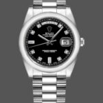 Rolex Day-Date 118209 Black dial white gold 36mm Unisex Replica Watch