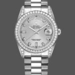 Rolex Day-Date 118389 White Gold Silver Diamond dial 36MM Unisex Replica Watch
