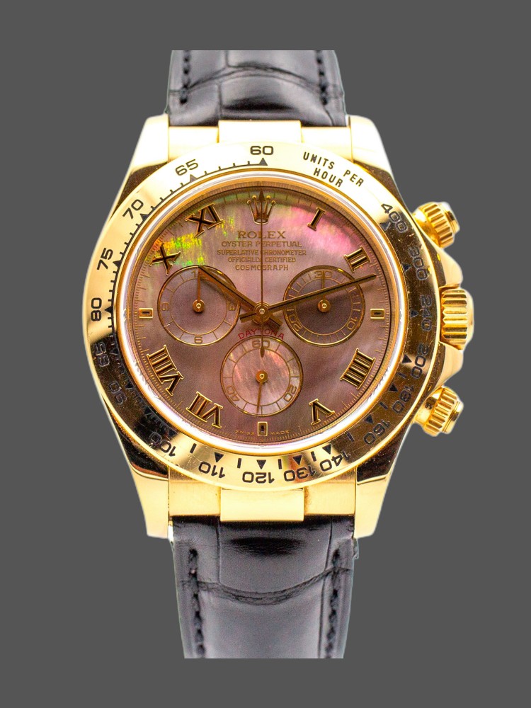 D798FE0A-8C07-5EEB-2454-4E367A742445 Rolex Daytona 116518 Black MOP Roman Dial 40mm Mens Replica Watch - Image 1
