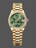 Rolex Datejust 31 Yellow Gold Olive Green Floral Motif Diamond Bezel M278288RBR 0038
