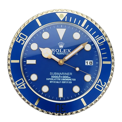 D8C6B817-2EBC-070F-3800-E23EF5A4DB1E Rolex Submariner Blue & Gold Wall Clock - Image 1