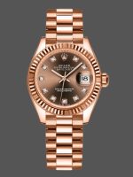 Rolex Datejust 279175 Chocolate Diamonds Dial Fluted Bezel 28mm Lady Replica Watch