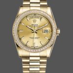 Rolex Day Date 118348 Champagne Index Dial Yellow Gold 36mm Unisex Replica Watch