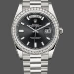 Rolex Day-Date 228349RBR Black Dial Diamond Bezel 40mm Mens Replica Watch