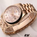 Rolex Day-Date 118205 Rose Gold Jubilee Pink Dial 36mm Unisex Replica Watch - Image 3